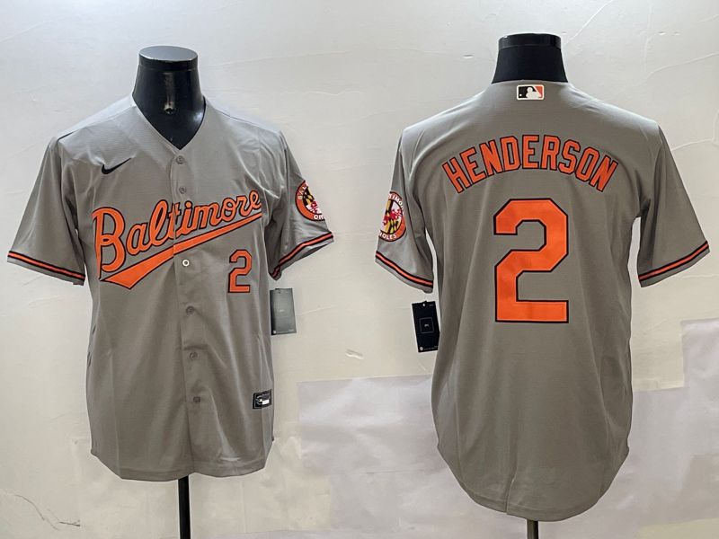 Men Baltimore Orioles 2 Henderson Grey Game 2025 Nike MLB Jersey style 2